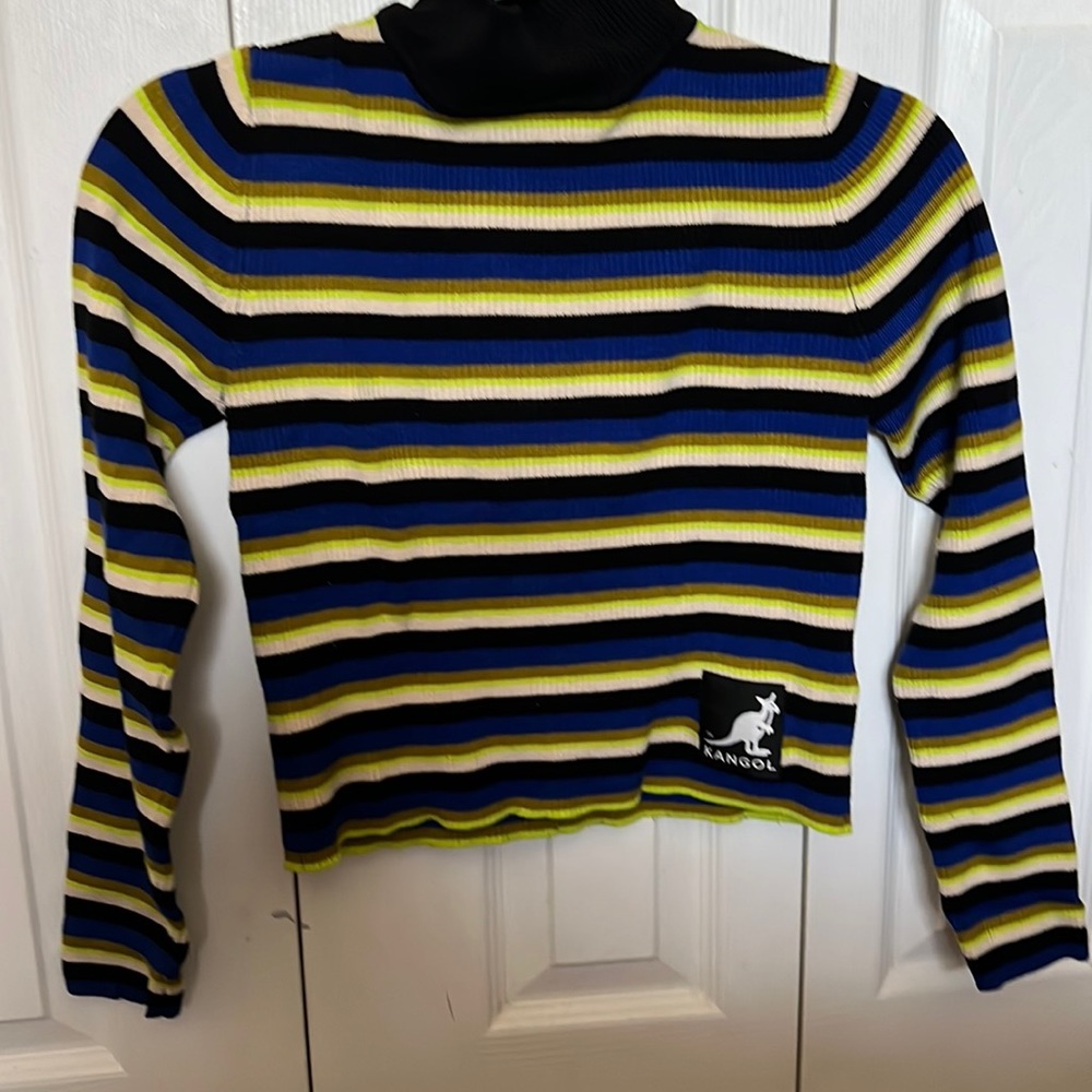 Long sleeve multicolored, striped, turtleneck